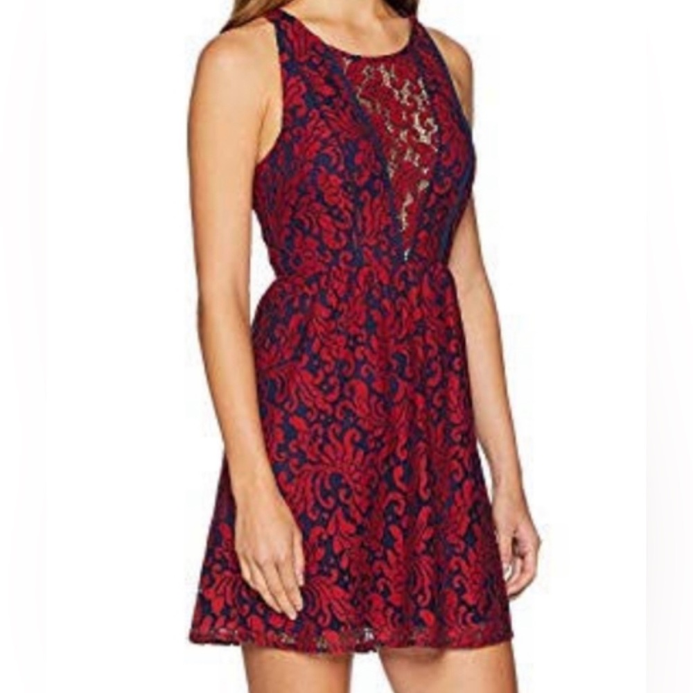 BCBGeneration Red & Blue lace sleeveless dress